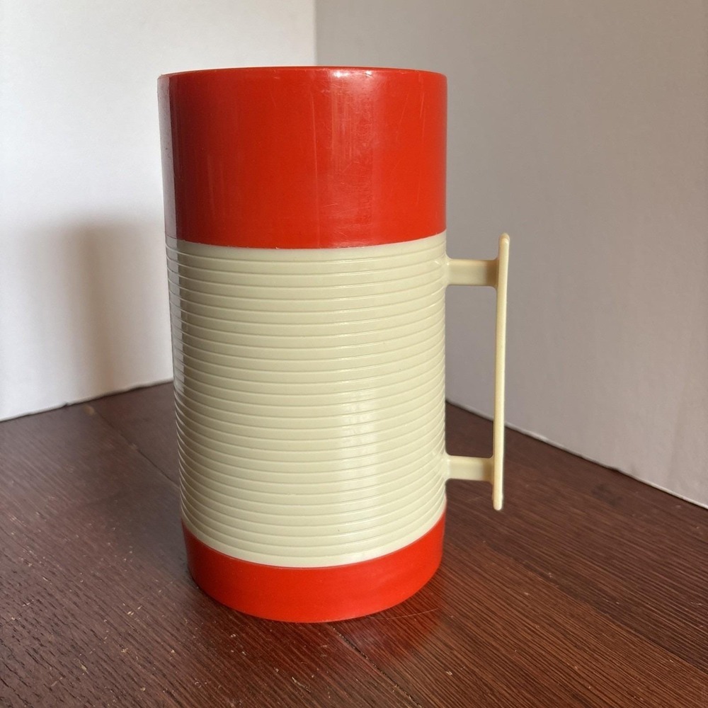 Vintage Aladdin HY LO Wide Mouth Thermos Bottle 10oz WM1040P Cream/Red Cup Lid
